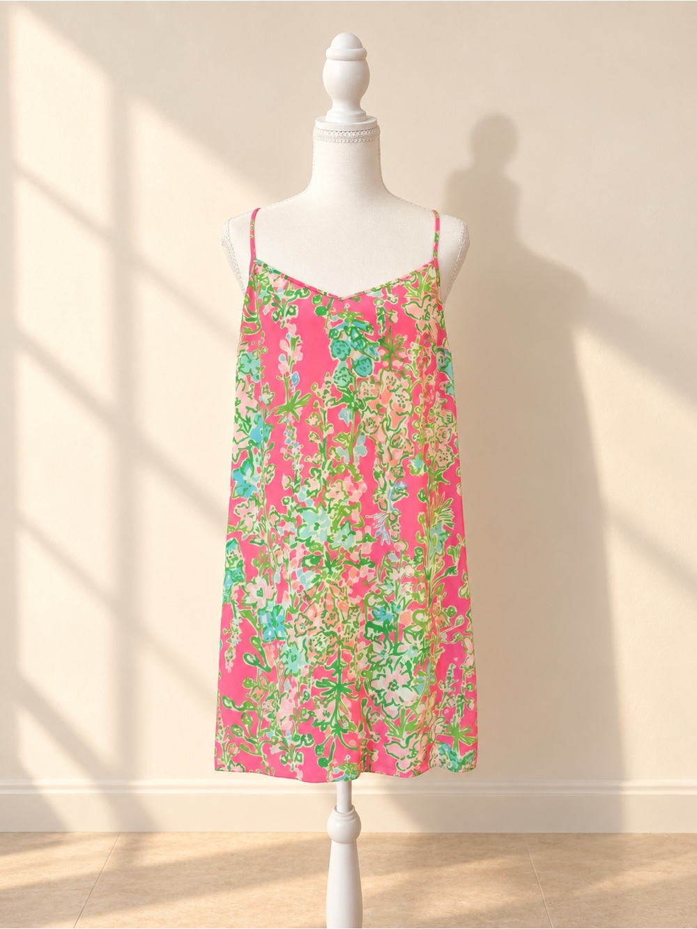 Lilly Pulitzer Silk Floral Racerback Dress Pink Green Size Small